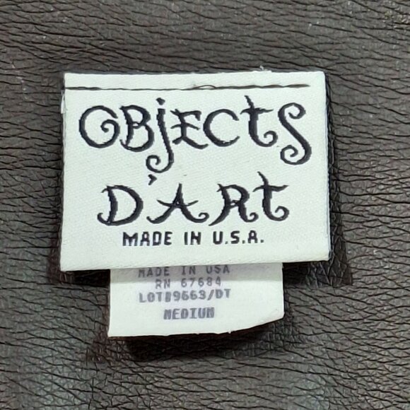 Objects D’Art Brown Pleather & Knit Vest Size Med 90s Artsy Vintage Made in USA - Picture 10 of 16